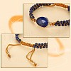 Natural Lapis Lazuli Teardrop Link Braided Bead Bracelet BJEW-SZ0002-54B-4