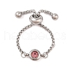 Mother's Day 304 Stainless Steel Birthstones Rhinestone Adjustable Slider Ring RJEW-M015-01P-1