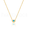 925 Sterling Silver Pave Synthetic Turquoise Moon Pendant Cable Chain Necklaces AL5793-4-2