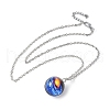 304 Stainless Steel Glass Space Pendant Necklaces NJEW-JN05192-04-4