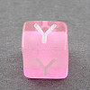 Mixed Letters Transparent Acrylic Cube Beads SACR-S181-06-2