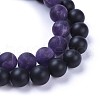 Natural Black Agate(Dyed) Bead and Natural Amethyst Bead Stretch Bracelet Sets BJEW-JB04298-05-3