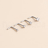 316 Surgical Stainless Steel Crystal Rhinetone Flat Round L-Shaped Nose Rings WGCD50A-02-2