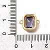 Brass Pave Glass Rectangle Connector Charms KK-Q043-09G-A-3