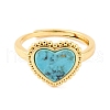Heart Natural Turquoise Adjustable Rings RJEW-Q817-05G-04-2