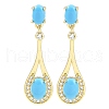 Rack Plating Teardrop Brass Pave Clear Cubic Zirconia Stud Earrings for Women EJEW-Z059-08G-1