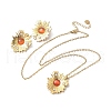 304 Stainless Steel Flower Pendant Necklaces & Stud Earrings Sets for Women SJEW-B020-03G-4