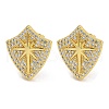 Rack Plating Brass Micro Pave Clear Cubic Zirconia Stud Earrings EJEW-I313-18C-G-1