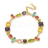 Brass Micro Pave Cubic Zirconia Link Bracelets for Women BJEW-M091-01G-4