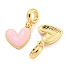 Rack Plating Alloy Enamel Heart European Dangle Charms FIND-B034-20G-3