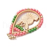 Easter Theme Glass Seed Beaded Teardrop with Rabbit Pendants PALLOY-MZ00580-03-4
