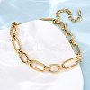 304 Stainless Steel Oval Link Chain Anklets AJEW-A057-12G-3