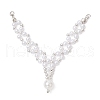 ABS Plastic Imitation Pearl & Brass Round Beaded V Big Pendants PALLOY-JF03975-1