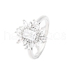 Brass Micro Pave Clear Cubic Zirconia Cuff Rings for Women RJEW-A062-03P-2