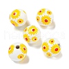 Printed Wood European Beads WOOD-G022-19C-1
