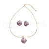 Rhombus Alloy Enamel Pendant Necklaces & Stud Earrings Sets FS-WG55590-01-3