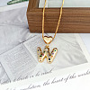 Brass Pave Colorful Cubic Zirconia Heart Initial Pendant Necklaces for Women WGF6021-26-1
