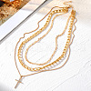 Alloy Crystal Crystal Rhinestone Cross Pendant 3-
Layer Necklaces for Women FS-WG64AC3-01-4