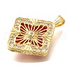 Brass Micro Pave Cubic Zirconia Acrylic Pendants ZIRC-D275-02G-02-2