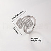 Brass Micro Pave Cubic Zirconia Square Cuff Ring for Women IR0623-6-1