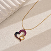 Stainless Steel Pave Cubic Zirconia Heart with Ring Pendant Necklaces for Women Daily Wear EU2740-1