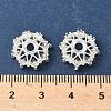 Flower Brass Micro Pave Clear Cubic Zirconia Bead Caps KK-A254-01B-S-2