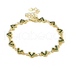Rack Plating Brass Micro Pave Cubic Zirconia Heart Link Chain Bracelets for Women BJEW-P323-09G-04-1