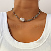 201 Stainless Steel & Nuggets Baroque Natural Keshi Pearl Link Chain Necklaces for Women FS-WGBF5BB-01-1