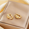 Elegant Brass Clear Cubic Zirconia X-shaped Hoop Earrings KK9817-2