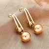 304 Stainless Steel Round Dangle Stud Earrings EJEW-Z098-31G-1