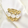 316L Surgical Stainless Steel with Shell Pearl Round Beaded Finger Rings for Women FS-WG2730F-02-3