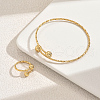 Stainless Steel Round Cuff Bangle & Rings Sets for Women XN0505-3