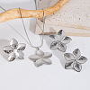 Flower Stainless Steel Stud Earrings & Pendant Necklaces & Rings Sets for Women AN3798-1-2