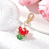 Flower Glass Pendants Decorations HJEW-MZ00248-2