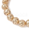 Electroplated Natural Lava Rock Round Beads Stretch Bracelets for Women Men BJEW-JB11982-01-3