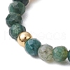 5Pcs Natural Green Aventurine & Moss Agate & TaiWan Jade & Ruby in Zoisite & Synthetic Green Goldstone Beads Stretch Rings RJEW-JR00815-5