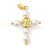 Rack Plating Brass & Acrylic Pearl Pendants KK-G488-04G-2