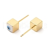 Long-Lasting Plated Cube with Enamel Evil Eye Stud Earring EJEW-E272-01G-03-2