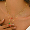 Stainless Steel Red Enamel Cherry Pendant Double Layer Necklaces for Women's Daily Holiday Outfits IT9845-2