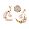 Glass Seed Beads Moon Dangle Stud Earrings EJEW-MZ00402-01-3