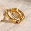 Stainless Steel Micro Pave Clear Cubic Zirconia Stacking Finger Rings FS-WGF4BA8-01-1