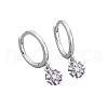 925 Sterling Silver Mirco Pave Cubic Zirconia Flower Hoop Earrings OO2534-10-1