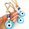 Flat Round with Evil Eye Glass Pendant Decorations EVIL-PW0002-09A-02-1