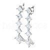 Rhombus Brass Micro Pave Cubic Zirconia Dangle Hoop Earrings EJEW-D098-19P-1