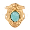 Oval Natural Amazonite Finger Rings RJEW-Z057-14G-04-2
