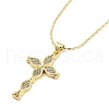 Brass Micro Pave Clear Cubic Zirconia Pendant Necklaces NJEW-Z035-03A-G-2