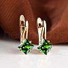 Rhombus Brass Micro Pave Cubic Zirconia Hoop Earrings WGBCF32-04-1