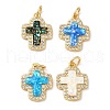 Rack Plating Brass Micro Pave Clear Cubic Zirconia Pendants KK-P268-12A-G-1