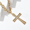 304 Stainless Steel Crystal Rhinestone Cross Pendant Cable Chain Necklaces NJEW-S442-07G-2