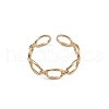 Ion Plating(IP) 304 Stainless Steel Hollow Out Oval Open Cuff Rings for Women RJEW-G285-01G-2